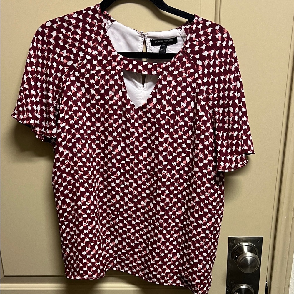 Banana Republic Burgundy and White Blouse
